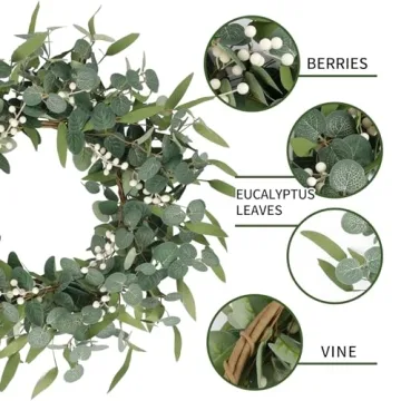 Elegant CEWOR Eucalyptus Wreath for Year-Round Decor
