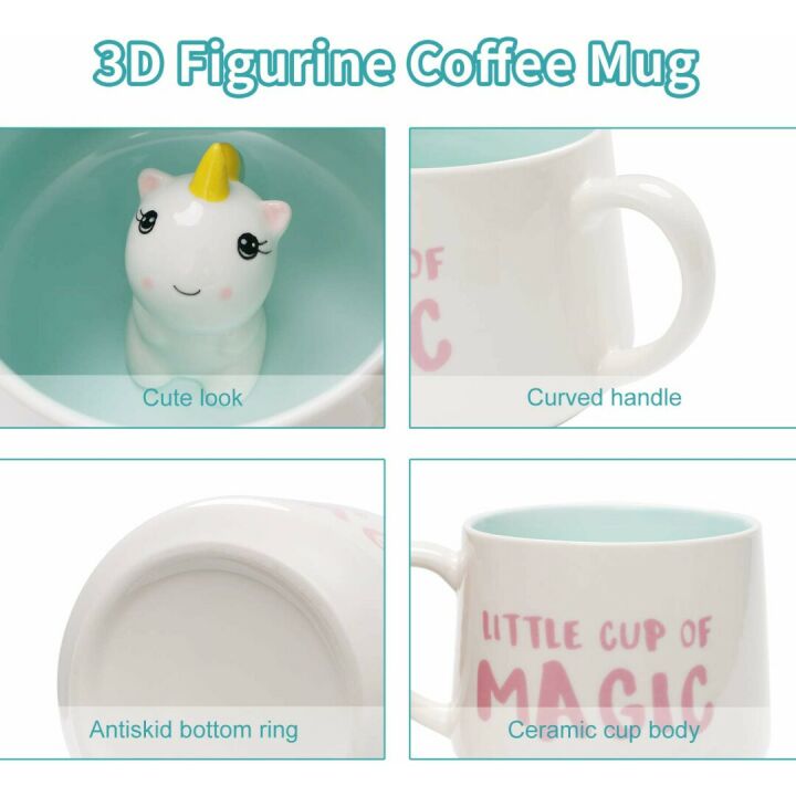 3D Unicorn Coffee Mug, Handmade 12 oz Ceramic Cup