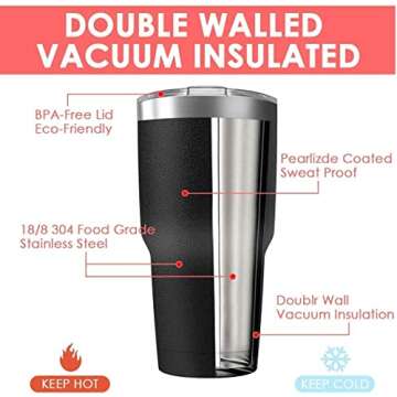 Deitybless 30oz Stainless Steel Travel Mug with Lid, 6 Pack Double Wall Vacuum Insulated Bulk Tumble...