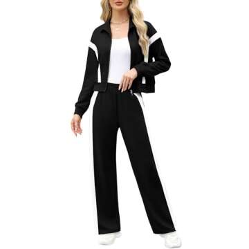 XIEERDUO Lounge Sets for Women Zip Up Sweatshirt 2 Piece Outfits Sweatsuits Fashion 2025 Sweatpants Tracksuit Black XL