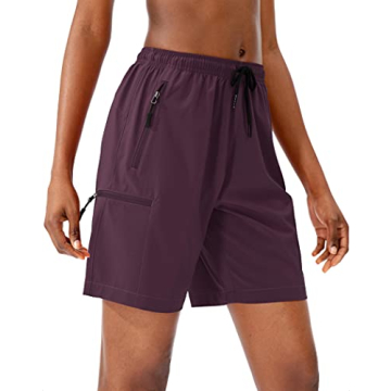 SANTINY Women's Lightweight Cargo Hiking Shorts with Zipper Pockets