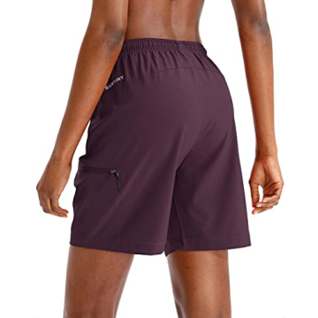 SANTINY Women's Lightweight Cargo Hiking Shorts with Zipper Pockets