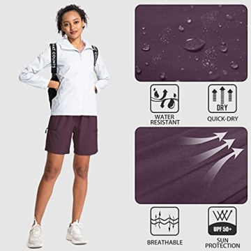 SANTINY Women's Lightweight Cargo Hiking Shorts with Zipper Pockets