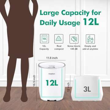 Moreborn by Neakasa 12L Larger Capacity Electric Composter for Kitchen, Smart Odorless Food Waste Co...