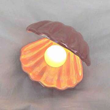 Shell Pearl Light LED in Shell Light Clamshell Pearl Lamp Tabletop Decorations for Home