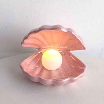 Shell Pearl Light LED in Shell Light Clamshell Pearl Lamp Tabletop Decorations for Home