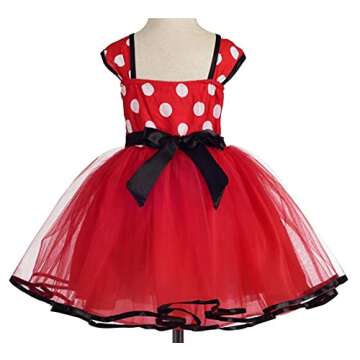 Dressy Daisy Toddler Girl Polka Dots Fancy Dress Up Costume Birthday Party Tulle Dresses with Headband Size 2T to 3T Red 203