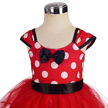 Dressy Daisy Toddler Girl Polka Dots Fancy Dress Up Costume Birthday Party Tulle Dresses with Headband Size 2T to 3T Red 203