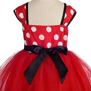 Dressy Daisy Toddler Girl Polka Dots Fancy Dress Up Costume Birthday Party Tulle Dresses with Headband Size 2T to 3T Red 203