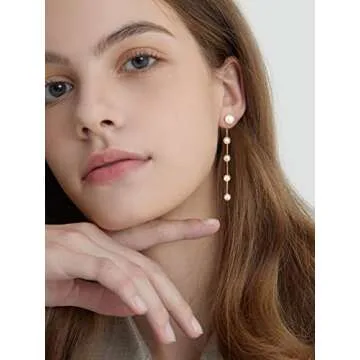 DAILY VIBES Gold Pearl Drop Dangle Earrings for Women