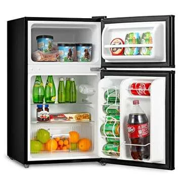 Midea WHD-113FB1 Double Door Mini Fridge with Freezer for Bedroom Office or Dorm with Adjustable Rem...