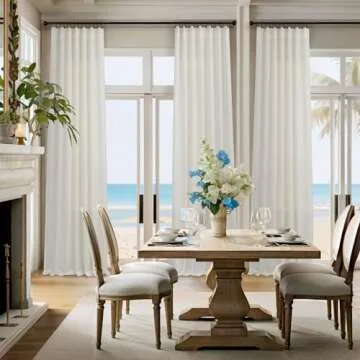 Pitalk 90 Inch Curtains 2 Pc Cream Ivory Curtain Panels 42 In Wide Back Tab Loop Pocket Energy Efficient Sheer Linen Drape for Dining Room Living Farm Country House Villa Home Office Study W 42 x L 90