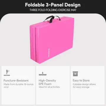 BalanceFrom Fitness GoGym 2 Inch Thick Tri Fold Folding Anti Tear High Density Vinyl Exercise Mat fo...