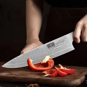 HOSHANHO Knife Set with Block 7-Piece, Professional 67-layer Damascus Super Steel Kitchen Knife Sets for Cooking, Ultra Sharp Knife Set with Sharpener