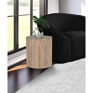 Meridian Furniture 276-ET Oakhill Collection Modern | Contemporary Round White Oak Finish End Table,...