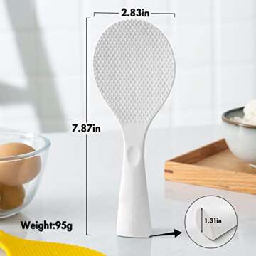 FireKylin Silicone Standing Rice Spatula with Non-Stick Paddle, Heat Resistant Rice Cooker Spoon, Serving Spoon for Grains (White)