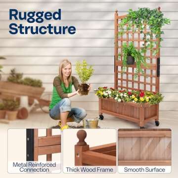 VIVOHOME Planter Box with Trellis - 50 Inch Tall Outdoor Garden