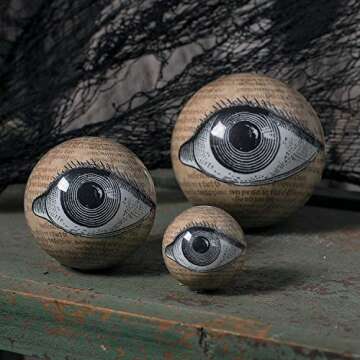 Fun Express Eyeballs Orbs 9 Orbs, 3 Different Sizes, Halloween Decorations, Mantle, Fireplace, Table...