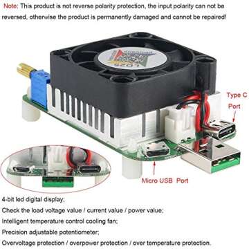 MakerHawk UM34C USB 3.0 Multimeter Bluetooth USB Voltmeter Ammeter and USB Electronic Load Tester Resistor USB Voltage Current Battery Power Capacity Charger Temperature Load Meter Tester