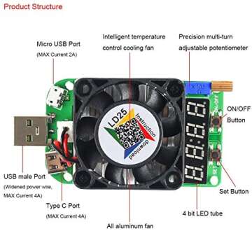 MakerHawk UM34C USB 3.0 Multimeter Bluetooth USB Voltmeter Ammeter and USB Electronic Load Tester Resistor USB Voltage Current Battery Power Capacity Charger Temperature Load Meter Tester
