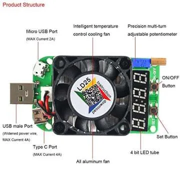 MakerHawk UM34C USB 3.0 Multimeter Bluetooth USB Voltmeter Ammeter and USB Electronic Load Tester Resistor USB Voltage Current Battery Power Capacity Charger Temperature Load Meter Tester