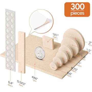 Premium 300 Pack Furniture Felt Pads for Floor Protection