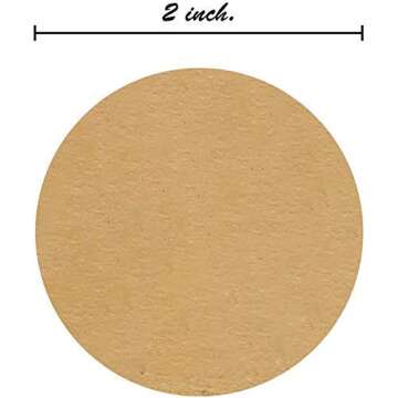 2" Natural Brown Kraft Stickers / 500 Circle Labels Roll/Permanent Adhesive Brown Kraft Round Organization Labels/Made in The USA