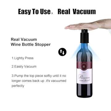 [2 PACK]Wine Bottle Stoppers, Reusable Wine Stoppers, Vacuum Wine Preserver with Time Scale Record, Wine Savers Vacuum Pump Corks Keep Wine Really Fresh, Best Gift Accessories.