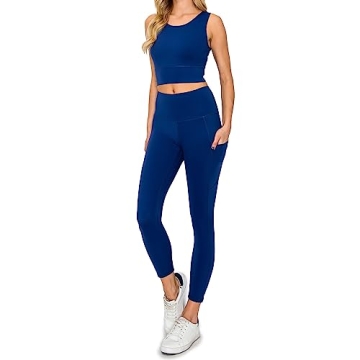 FASHION BASE Women's High Waist Leggings Sports Bra Set