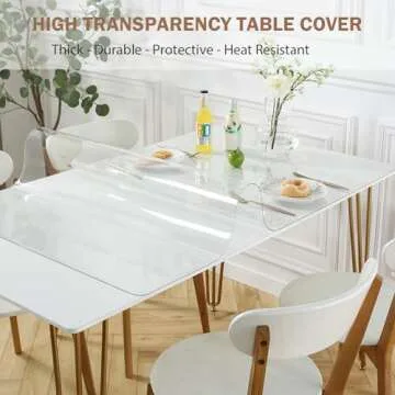 LovePads 16 x 36 Inch Clear Desk Mat, Clear Table Protector, 1.5mm Thick Plastic Table Cover Protect...