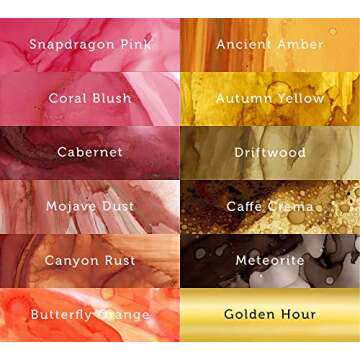 T-Rex Inks Premium Alcohol Inks Warm Earth Set- 12 Warm Tone Colors - Alcohol Ink for Epoxy Resin Dy...