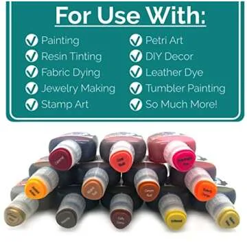 T-Rex Inks Premium Alcohol Inks Warm Earth Set- 12 Warm Tone Colors - Alcohol Ink for Epoxy Resin Dye, Painting, Tumbler Making & More - Includes Storage Box & Metallic Gold Ink - 20ml Bottles
