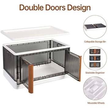 HAIXIN Storage Bins with Lids - Collapsible Storage Bins, Wardrobe Closet Organizer, 19 Gal Stackabl...