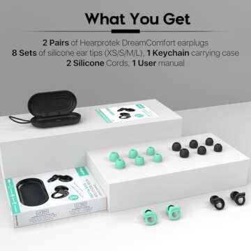 Hearprotek Ear Plugs for Sleeping, 2 Pairs Ear Plugs for Sleep Noise Reduction, Soft Hearing Protection earplugs for Ear Tinnitus Relief, Snoring, Misophonia