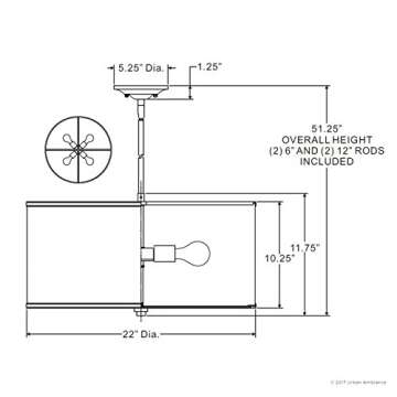 Luxury Craftsman Chandelier, Medium Size: 11.5"H x 22"W, with Asian Style Elements, Natural Materials, High-End Black Silk Finish and Woven Tan Rattan Shade, UQL2741 by Urban Ambiance