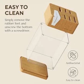 Elegant CHROME CLUB White and Gold Knife Set with Block - 7 Pieces