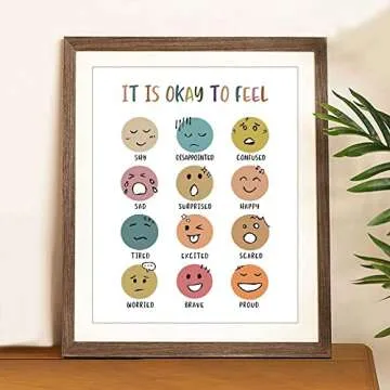 It Is Okay To Feel, Boho Classroom Decor, Mental Health, Playroom Decor, Child Art, Back To School, Teacher Gifts, Classroom Decor, Classroom Wall Decor, No Framed (8X10 INCH)
