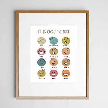 It Is Okay To Feel, Boho Classroom Decor, Mental Health, Playroom Decor, Child Art, Back To School, Teacher Gifts, Classroom Decor, Classroom Wall Decor, No Framed (8X10 INCH)