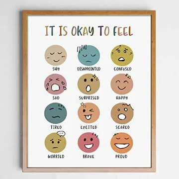 It Is Okay To Feel, Boho Classroom Decor, Mental Health, Playroom Decor, Child Art, Back To School, Teacher Gifts, Classroom Decor, Classroom Wall Decor, No Framed (8X10 INCH)