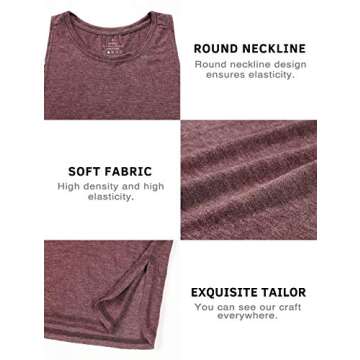 Cosy Pyro Workout Tank Tops for Women Lightweight Running Tanks Basic Gym Tops Sleeveless Athletic Yoga Shirts-4 Pack Black/Light Gray/White/Wine XL