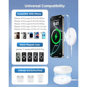 Magnetic Wireless MagSafe Charger for iPhone 12-17 & AirPods