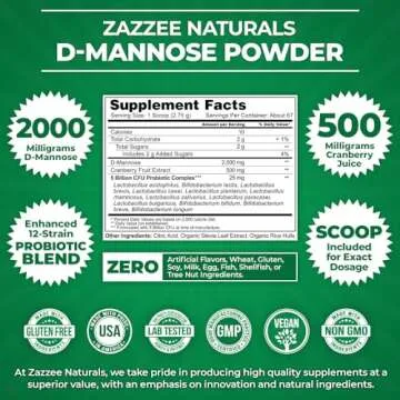 Potent Zazzee D-Mannose Powder Plus for UTI Relief