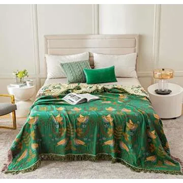 Stylish Boho Throw Blanket - 100% Cotton & Reversible Comfort