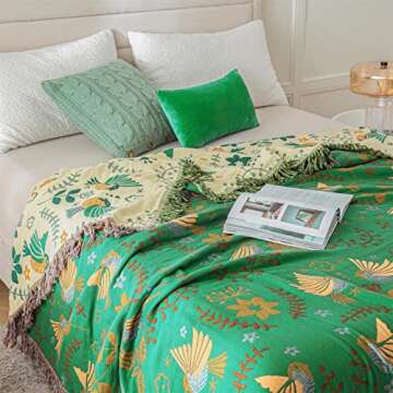 Stylish Boho Throw Blanket - 100% Cotton & Reversible Comfort