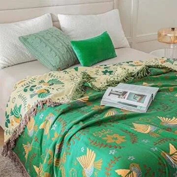 Stylish Boho Throw Blanket - 100% Cotton & Reversible Comfort