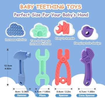 Yoolane Baby Teething Toys Silicone Teethers for Babies 3-24 Months Tools Shape Teething Relief Chew...