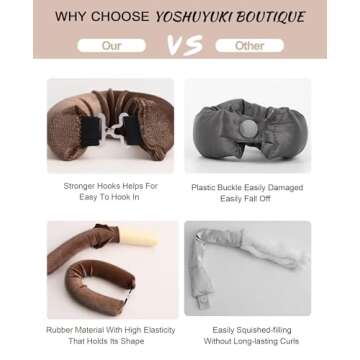 YOSHUYUKI Heatless Curls Overnight Rods No Heat Hair Curlers to Sleep Jumbo Foam Large Hair Rollers for Long Short Hair Heatless Curling Rod Set Styling Tools with Satin Hair Wrap for Sleeping Brown