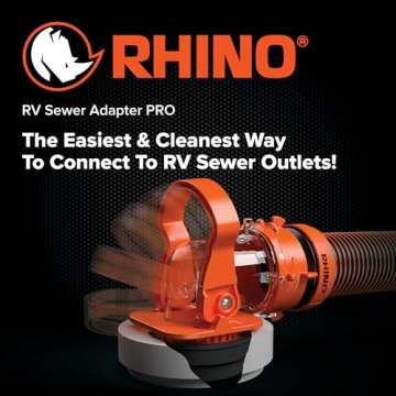 Camco Rhino RV Sewer Adapter PRO - Clear Sewer Hose Elbow with Drain Lock Adapter - Includes Ergonom...