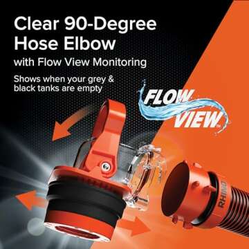 Camco Rhino RV Sewer Adapter PRO - Clear Sewer Hose Elbow with Drain Lock Adapter - Includes Ergonomic Handle & Flexible Adapter (39730)