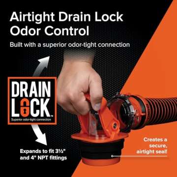 Camco Rhino RV Sewer Adapter PRO - Clear Sewer Hose Elbow with Drain Lock Adapter - Includes Ergonomic Handle & Flexible Adapter (39730)